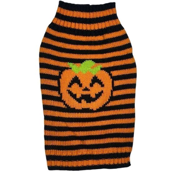 Striped Pumpkin Knit Dog Sweater Simply Dog - Picture 1 of 6